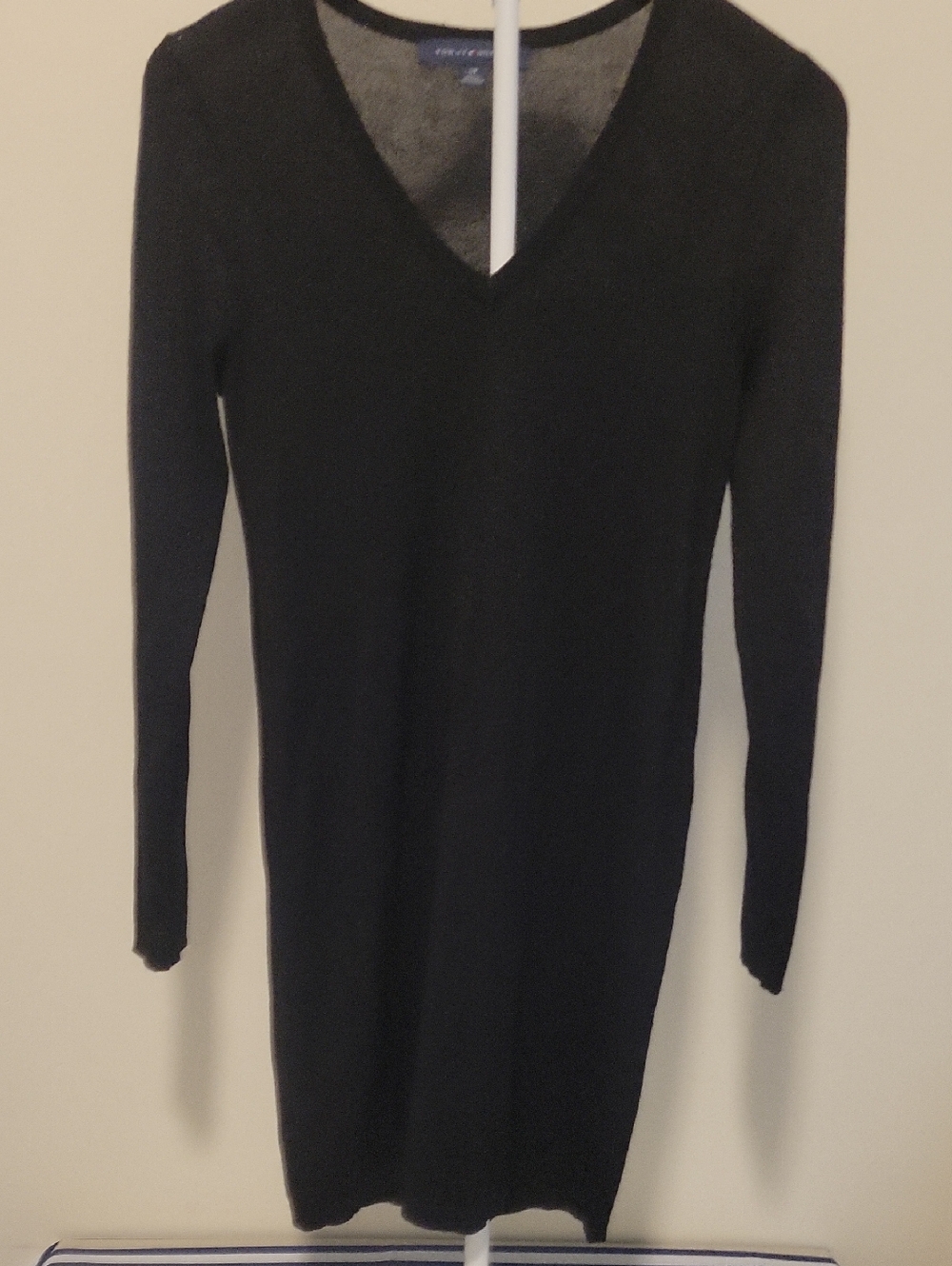 Tommy Hilfiger Black V-Neck Long Sleeve Knit Dress